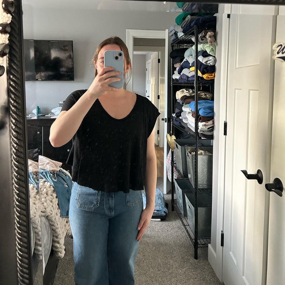 Free people black short sleeve